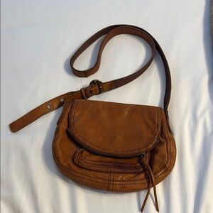 Lucky Brand Mini Saddle Bag Crossbody Adjustable Strap in Cognac